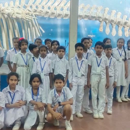 A group of students in a museum.